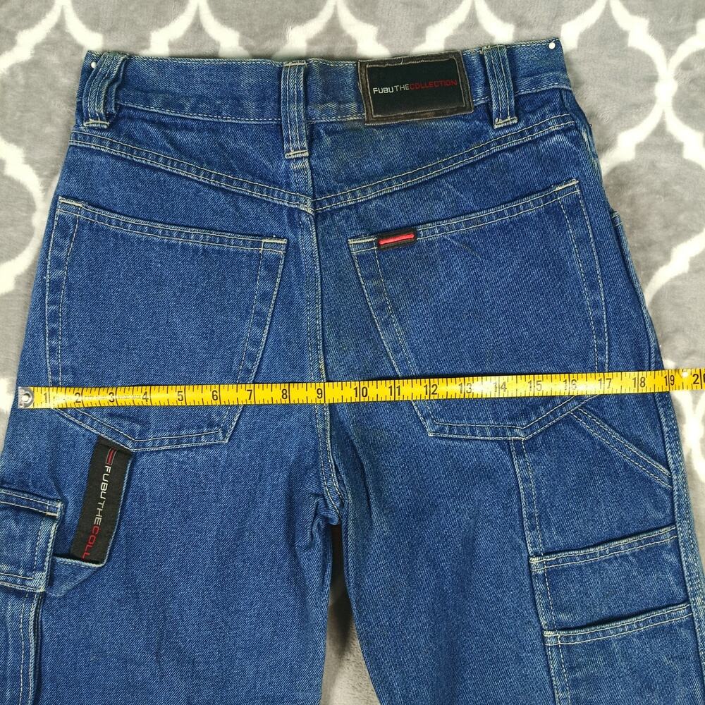 FUBU The Collection Baggy Jeans Women Size‎ 14 Blue Carpenter 28x27 Streetwear - Picture 8 of 13